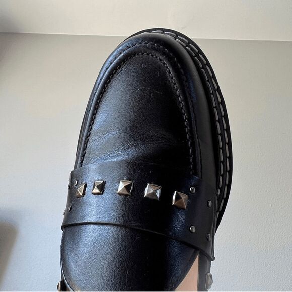 Jon Josef made in Spain Gabby Studded platform loafer black silver size 37 - Picture 9 of 11